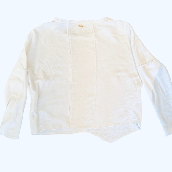 Alala women’s exhale asymmetric raw edge white terry cotton mix sweatshirt Sz L - Picture 5 of 8